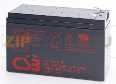 CSB HR 1234W (F2) Герметизированные аккумуляторы (АКБ) CSB HR 1234W (F2): Напряжение - 12 В; Емкость - 8,5 Ач; Габариты: длина 151 мм, ширина 65 мм, высота 100 мм, вес: 2,6  кг