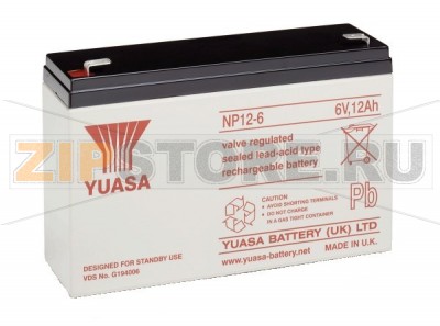 YUASA NP12-6 Необслуживаемый герметизированный AGM аккумулятор YUASA NP12-6 Характеристики: Напряжение - 6 В; Емкость - 12 Ач; Габариты: длина 151 мм, ширина 50 мм, высота 97.5 мм, вес: 2.05 кг
