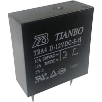 Реле электромагнитное 12 В/DC, 10 А, 1 шт Tianbo TRA4 D-12VDC-S-H