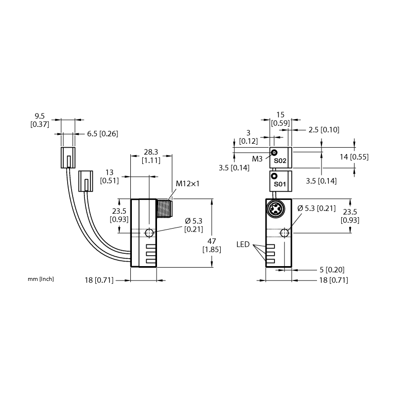 Датчик индуктивный Turck NI2-Q9.5-AP6-0.15-FS4.4X3/S304 
