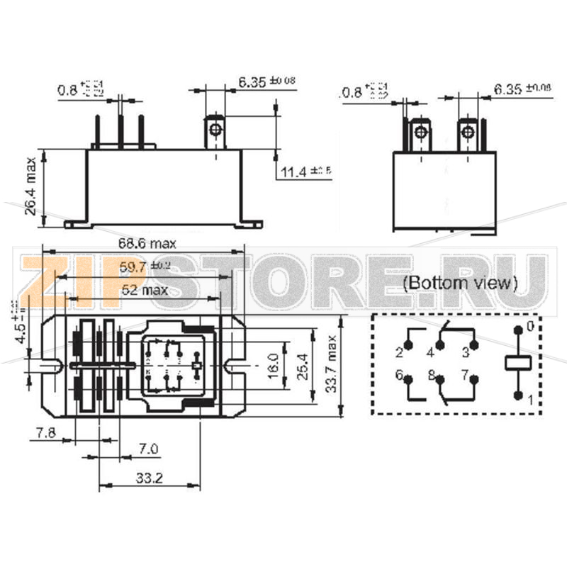Реле электромагнитное 12 В/DC, 30 А, 1 шт Hongfa HF92F-012D-2C21S 