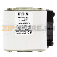Предохранитель, 900 A, AC 1000 В, 100 кА, size 3, 76x92x76 мм, aR, IEC UL Eaton FUSE 900A 1000