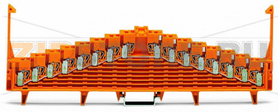 8-уровневые клеммы с общим потенциалом; с фиксирующими зажимами; все зажимы с внутренним объединением; с тестовым разъёмом диам. 2,3 мм; маркировка: h-g-f-e-d-c-b-a--a-b-c-d-e-f-g-h; для монтажа на рейку 35 x 15; 1,50 mm; оранжевые Wago 727-135/004-000 