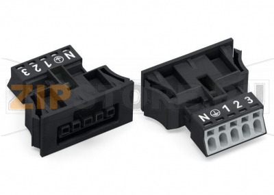 Snap-in socket; without locking lever; 5-pole; Cod. A; 1,50 mm; black Wago 890-705/006-000 Protected against mismating and maintenance-freePush-in CAGE CLAMP® spring pressure connection technology allows solid conductors to be simply pushed into a unit.Low profile with 4.4 mm pole spacingWhen assembled, the installation connectors comply with IP40 and are suitable for easily accessible areas....