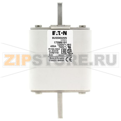 Предохранитель, 450 A, AC 1250 В, 100 кА, size 3, 76x90x139 мм, aR, DIN, IEC Eaton FUSE 450A 12 