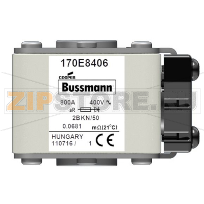 Предохранитель, 800 A, AC 400 В, size 2, aR, IEC Eaton FUSE 800A 400V 2BKN/50 AR LOWLOSS 