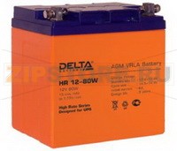 Delta HR 12-80W Свинцово-кислотный аккумулятор (АКБ) Delta HR 12–80w: Напряжение - 12 В; Емкость - 20  Ач; Габариты: 181 мм x 76 мм x 167 мм, Вес: 6,5 кгТехнология аккумулятора: AGM VRLA Battery