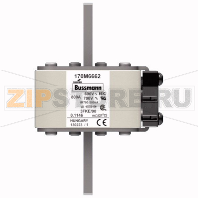 Предохранитель, 800 A, AC 690 В, 200 кА, size 3, 76x92x135 мм, aR, IEC UL Eaton FUSE 800A 690V 