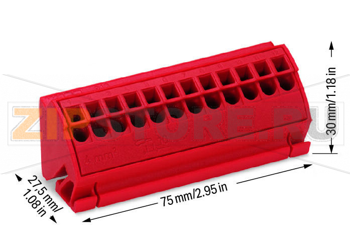 Клемма шины; для шин (10 x 3) мм; 12-пол.; без кнопок; 4 mm?; 4,00 mm?; красные Wago 812-103 