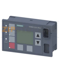 Панель управления с дисплеем для SIMOCODE pro V, монтаж в дверь или фронтальную панель шкафа управления, подключается к базовому модулю или модулю расширения, 7 светодиодов для индикации состояния и 4 назначаемых кнопки для локального управления, цвет: ти