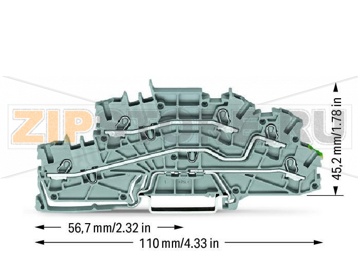 Многоуровневые клеммы для монтажа; 4 mm; L/L/PE; Push-in CAGE CLAMP®; 2,50 mm; серые Wago 2003-6645 