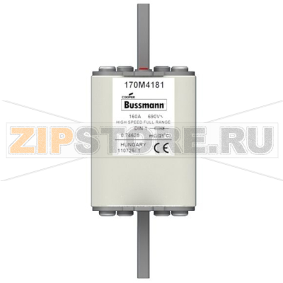 Предохранитель, 160 A, AC 690 В, 200 кА, DIN 1, 52x66x135 мм, gR, DIN, IEC Eaton FUSE 160A 690V 