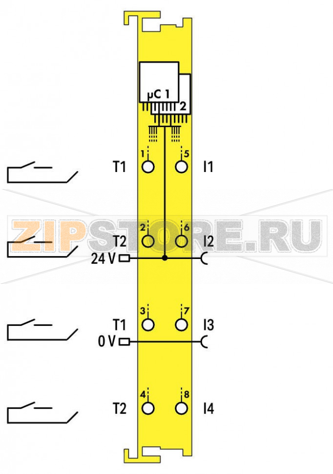 Отказоустойчивый 4-канальный дискретный вход; тока; PROFIsafe V2.0 iPar; желтые Wago 753-661/000-003 