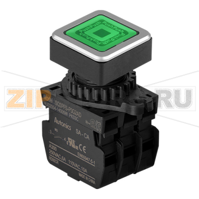 Выключатель кнопочный, головка: квадратная, Ø отверстия: 30 мм Autonics SQ3PFS-P3G2ADM 