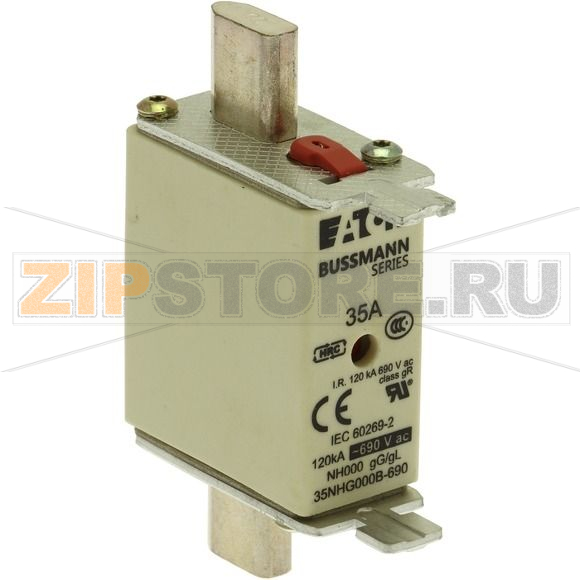 Предохранитель, 35 A, AC 690 В, 120 кА, NH000, gL/gG, IEC Eaton NH FUSE 35AMP 690V SIZE 000 GG MGL 