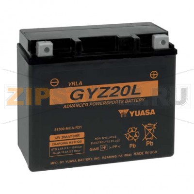 YUASA GYZ20L Мото аккумулятор Yuasa GYZ20L Напряжение АКБ: 12VЕмкость АКБ: 20Ah