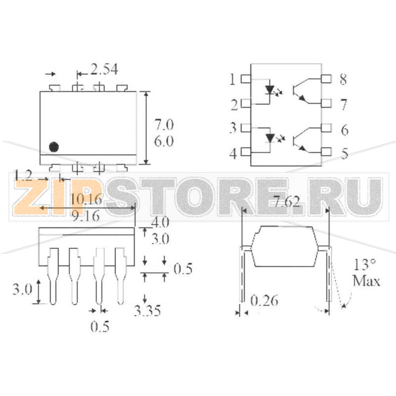 Оптопара DIP8 Isocom Components TLP521-2 