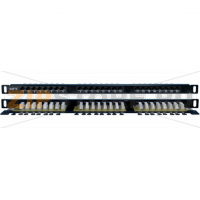 патч-панель высокой плотности 19", 0.5U, 24 порта RJ-45, категория 6, Dual IDC