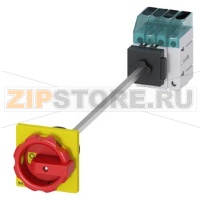Главный выключатель 3-пол. + N, lu 32A рабоч.коммутация при AC-23 A при 400В 11,5кВт панель уст. базовая устан. в дверь с центр.отверст. 22,5мм поворот.ручка красный/желтый 66 x66 mm Siemens 3LD3248-0TL53