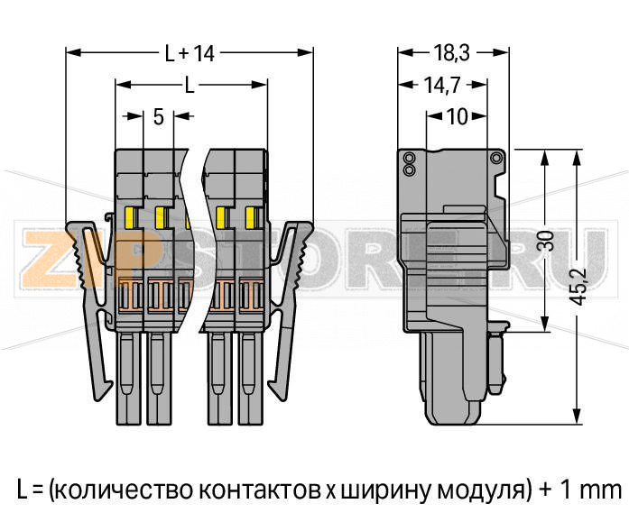 1-проводниковая розетка; Фиксирующий рычаг; 4 mm; 2-пол.; 4,00 mm; серые Wago 769-102/021-000 