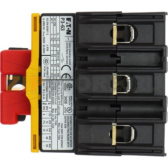 Переключатель вкл/выкл, P3, 63 A, 3-полюсн Eaton P3-63/IVS-RT 