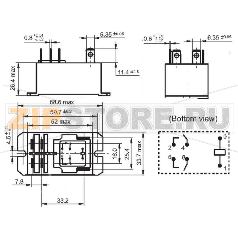 Реле электромагнитное 12 В/DC, 30 А, 1 шт Hongfa HF92F-012D-2A21S 
