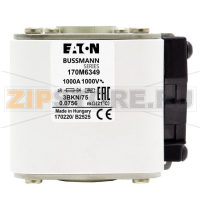 Предохранитель, 1100 A, AC 1000 В, 100 кА, size 3, 76x92x76 мм, aR, IEC UL Eaton FUSE 1100A 10