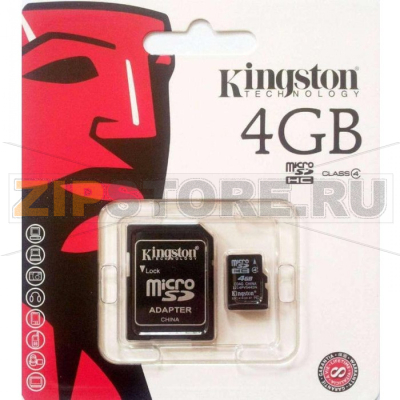 Карта памяти 4 Гб, microSDHC, class 10 Kingston SD10V-4GB 
