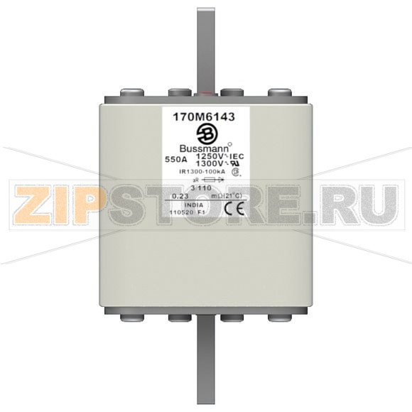 Предохранитель, 550 A, AC 1250 В, 100 кА, size 3, 76x90x139 мм, aR, DIN, IEC Eaton FUSE 550A 12 