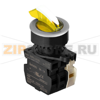 Переключатель селекторный, головка: круглая, утопленная, Ø отверстия: 30 мм Autonics S3SFN-L1AGBDM 