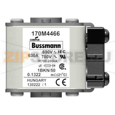 Предохранитель, 630 A, AC 690 В, 200 кА, size 1, aR, IEC UL Eaton FUSE 630A 690V 1*BKN/50 AR UC 