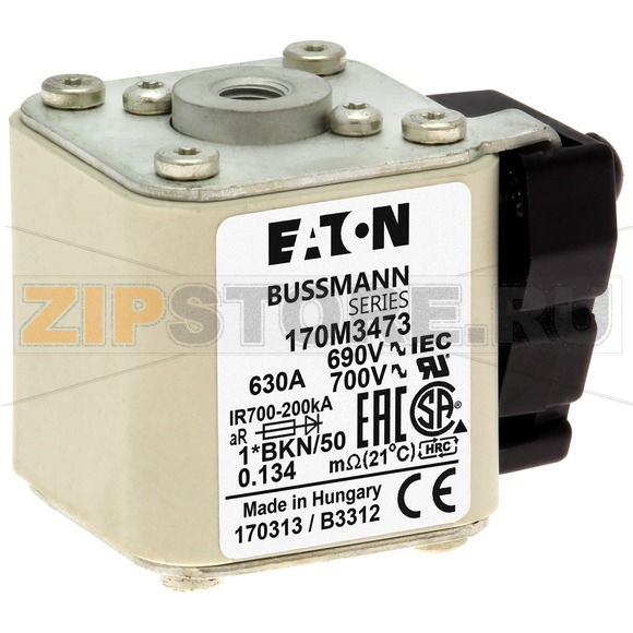 Предохранитель, 630 A, AC 690 В, 200 кА, size 1, aR, IEC UL Eaton FUSE 630A 690V 1*BKN/50 AR UC 