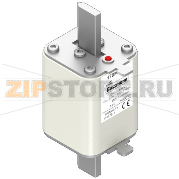 Предохранитель, 100 A, AC 690 В, 200 кА, DIN 1, 52x66x135 мм, gR, DIN, IEC Eaton FUSE 100A 690V 