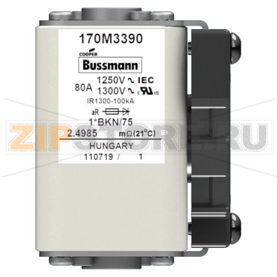 Предохранитель, 80 A, AC 1250 В, 100 кА, size 1, 45x59x75 мм, aR, IEC UL Eaton FUSE 80A 1250V 