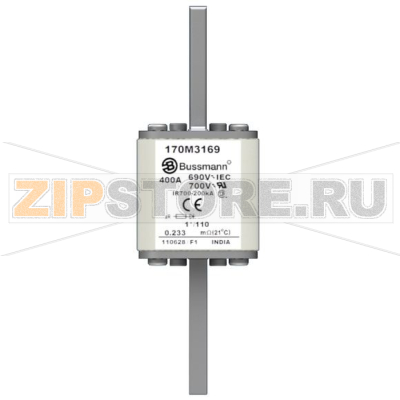 Предохранитель, 400 A, AC 690 В, 200 кА, size 1, 45x45x134 мм, aR, DIN, IEC Eaton FUSE 400A 690 