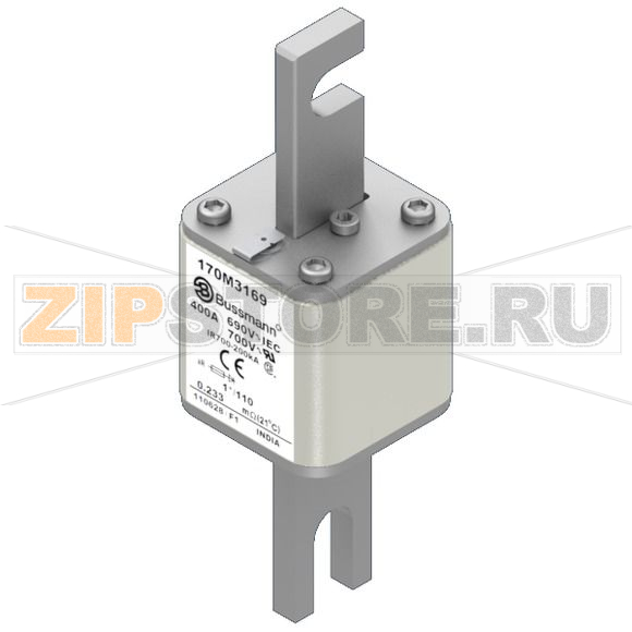 Предохранитель, 400 A, AC 690 В, 200 кА, size 1, 45x45x134 мм, aR, DIN, IEC Eaton FUSE 400A 690 