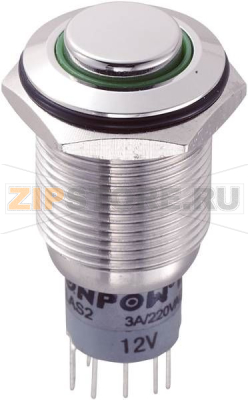 Кнопка антивандальная 250 В/AC, 3 А, 2 x вкл/вкл, без фиксации, IP65, 1 шт TRU Components 701795 