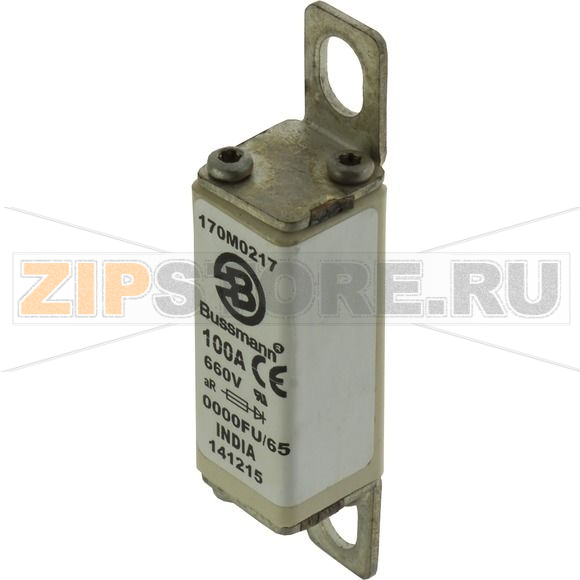 Предохранитель, 100 A, AC 660 В, 200 кА, size 0000, 18x19x80 мм, aR, UL Eaton FUSE 100A 660V 00 