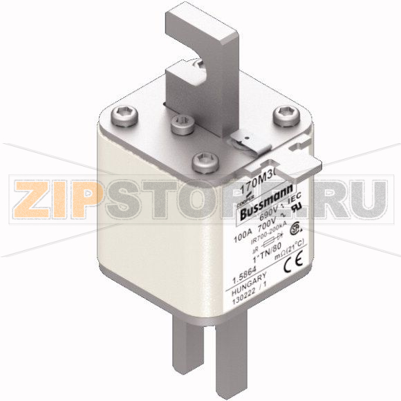 Предохранитель, 100 A, AC 690 В, 200 кА, DIN 1, 45x58x104 мм, aR, DIN, IEC Eaton FUSE 100A 690V 