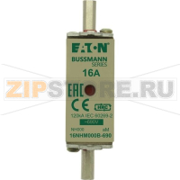 Предохранитель, 16 A, AC 690 В, 120 кА, NH000, aM, IEC Eaton NH FUSE 16AMP 690V aM SIZE 000