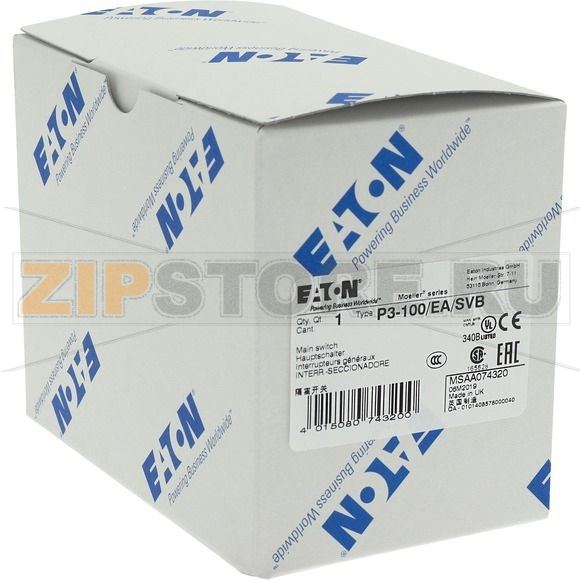 Выключатели главные, P3, 100 A, 3-полюсн Eaton P3-100/EA/SVB 