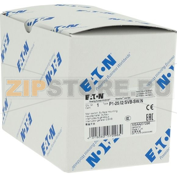 Выключатели главные, P1, 25 A, 3-полюсн Eaton P1-25/I2/SVB-SW/N 
