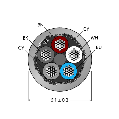 Кабель в катушке Turck CABLE5X0.34-SH-PVC-GY-500M/TEG 