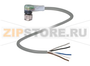 Кабель датчика-исполнительного устройства Female connector V15-W-A2-5M-PUR Pepperl+Fuchs Описание оборудованияCable socket, M12, LED, 5-pin, PUR cable