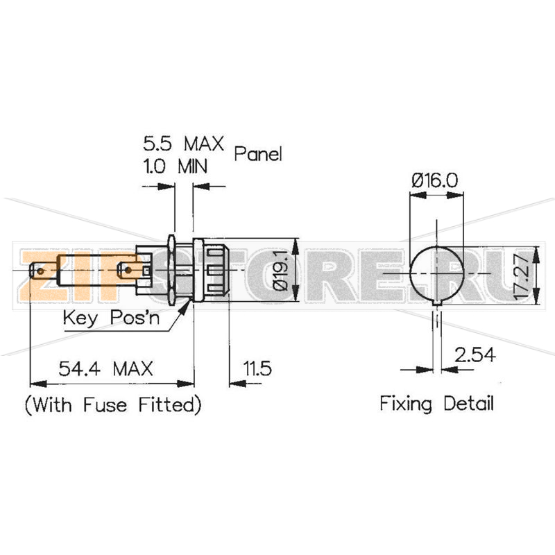 Цоколь предохранителя 250 В, 13 A, 6.3x32 мм Bulgin FX0415 
