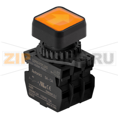 Выключатель кнопочный, Ø отверстия: 22/25 мм Autonics S2PRS-P3YL2ALM 