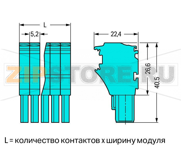 1-проводниковая розетка; 1-пол.; 2,50 mm; синие Wago 2022-101/000-006 