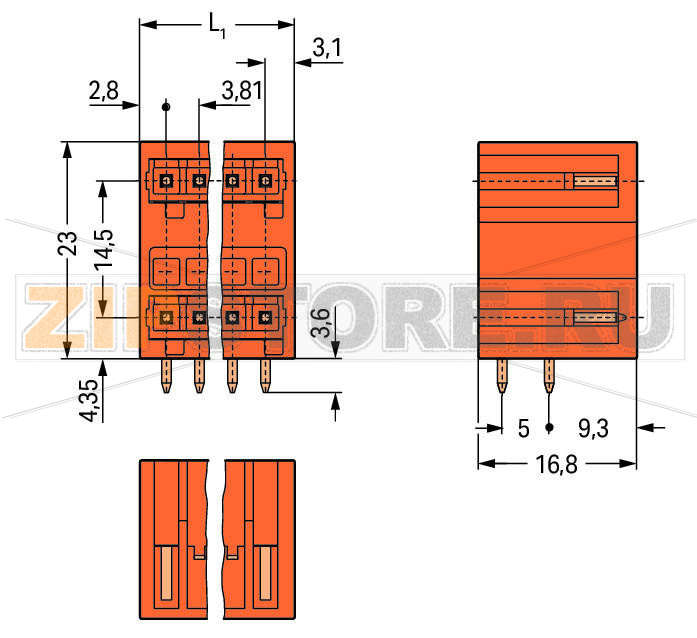 MCS MINI Двухуровневая вилка THT; 1.0 x 1.0 mm solder pin; угловые; 100% защита от неправильного подсоединения; Шаг контактов 3,81 мм; 24-пол.; оранжевые Wago 734-442 Сечение контактов 1 x 1 мм позволяет проводить ток до 10 A100% защита от неправильного подсоединенияВозможны варианты кодировки...