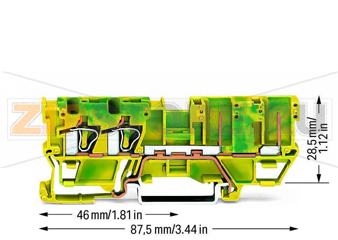 2-проводные / 2-контактные базовые клеммы с заземлением; для DIN-рейки 35 x 15 и 35 x 7,5; 4 mm; CAGE CLAMP®; 4,00 mm; зеленые-желто Wago 769-217 
