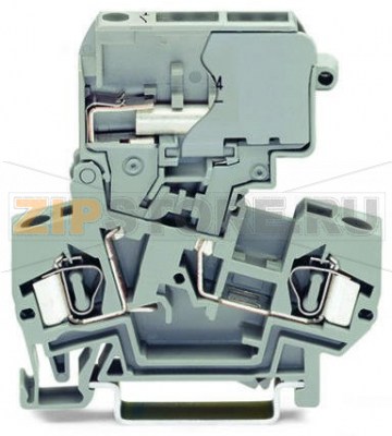 2-проводные клеммы с размыкателем; для DIN-рейки 35 x 15 и 35 x 7,5; 4 mm; CAGE CLAMP®; 4,00 mm; оранжевые Wago 281-672 Примечание:Terminating Aluminum ConductorsWAGO spring clamp terminal blocks are suitable for solid aluminum conductors up to 4 mm?/12 AWG if WAGO “Alu-Plus” Contact Paste is used for termination.“Alu-Plus” Contact Paste Advantages:Automatically destroys the oxide film during clamping.Prevents fresh oxidation at the clamping point.Prevents electrolytic corrosion between aluminum and copper conductors (in the same terminal block).Provides long-term protection against corrosion....